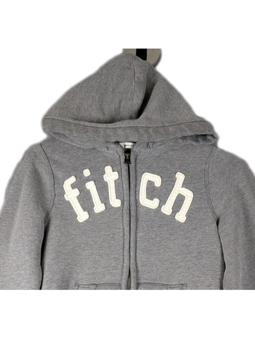Abercrombie Youth Large Gray Full Zip Hoodie Fleece Logo Casual Preppy Y2K